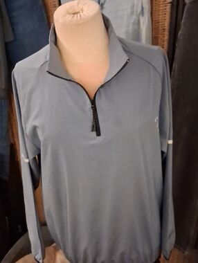 Men's Light Blue Quarter-Zip Reflective Runners Performance Shirt